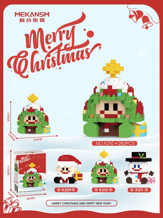 Christmas tree character micro block figure, 282 pieces, with box
