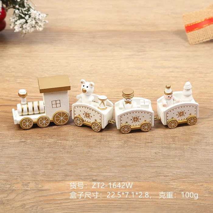 Christmas Decorations Wooden Four Section Small Train Festival Children's Gifts Toy