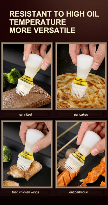 Silicone Oil Brush Bottle Kitchen BBQ Oil Brush Dispenser Not-leaking Barbecue Grill Honey Liquid Baking Pastry Pancake Brush