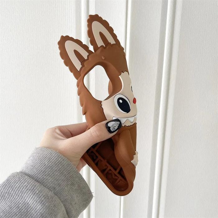 3D Cute Animal Rabbit Elf Creative Soft Silicone Phone Cases For iPhone 16 15 Pro Max 12 13 14 Plus Shockproof Cover