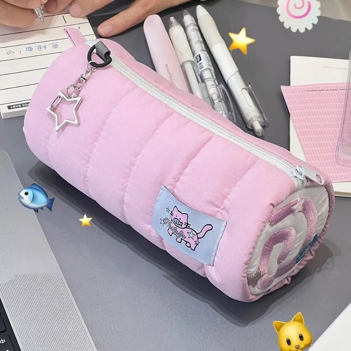 INS Large Capacity Pink Pen Bag Creative Soft Touch Pencil Case Stationery Storage Organizer Creative Students Gift