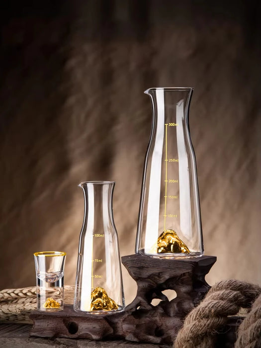 Crystal Liquor Spirits Shot Glasses Gift Box Gold Mountain Thick Bottom Wine Glasses Whiskey Glass Spirits Vodka Brandy Shot Cup