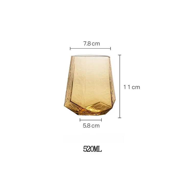 Northern Europe Luxury Gold Amber Champagne Goblet Wine Glasses Colored Home Lead-free Crystal Glass Hammered Diamond Whisky Cup