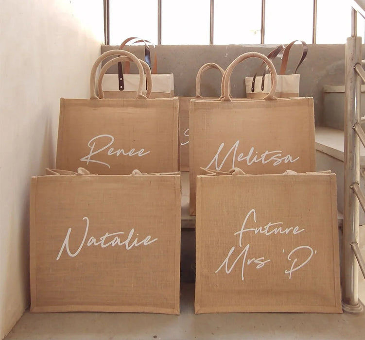Beach Bag Personalized Name Burlap Tote Bridesmaids Beach Bag