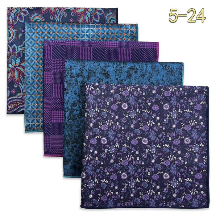 5 Pieces Mens Pocket Squares Wedding Handkerchiefs Set Fashion Formal Bundle Luxury Unique