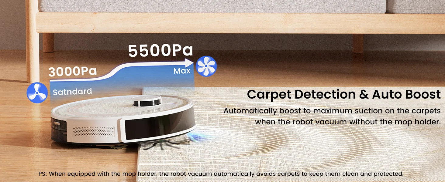 Lefant M2Pro Robot Vacuum with Mop,Self-Emptying, 5500Pa , DTOF Laser Navigation, PSD Obstacle Avoidance, Wi-fi/Alexa Control
