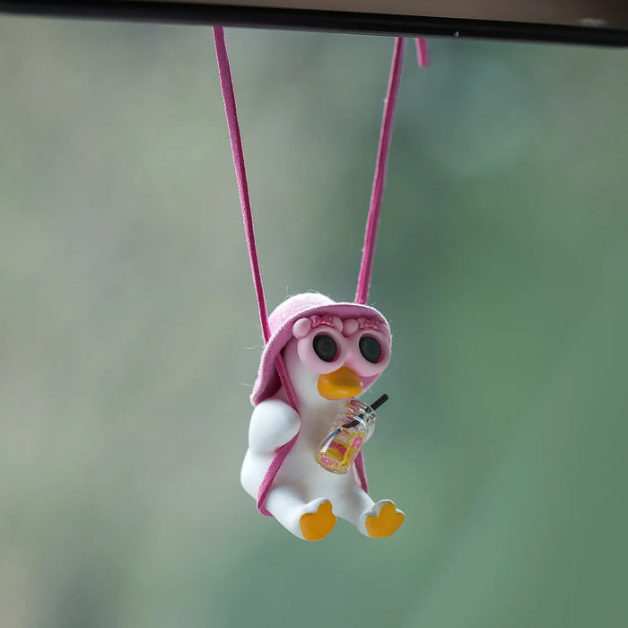 Pink Swinging Duck Car Decoration Pendant Interior Accessories