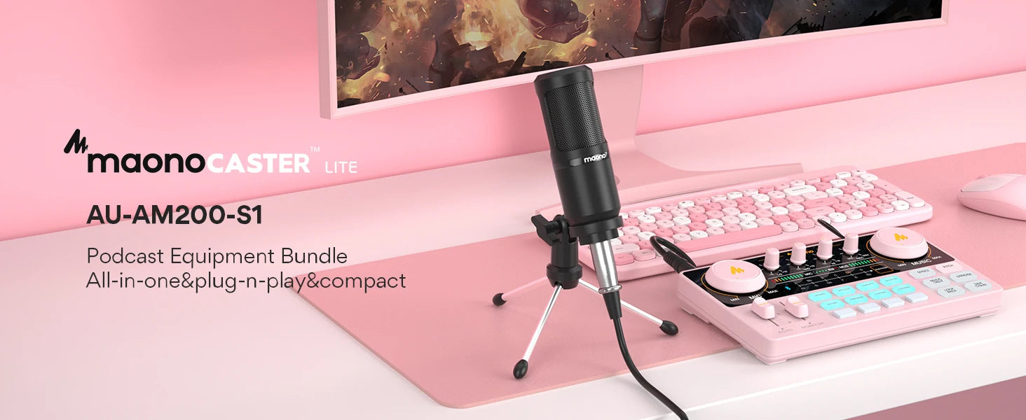 Maono AM200-S1 Sound Card Microphone Set MaonoCaster Audio Interface with Mic