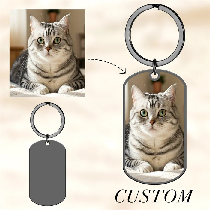 Custom Photo Keychain Stainless Steel Keyring Rectangle Heart Shape Personalized Picture Key Holder Jewelry Valentine's Day Gift