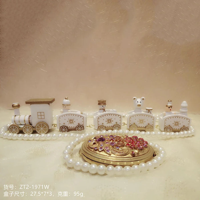 Christmas Decorations Wooden Four Section Small Train Festival Children's Gifts Toy