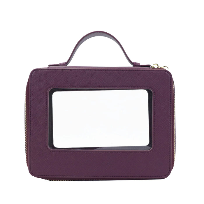 Customized Letters Transparent Makeup Bag Saffiano Portable Cosmetic Case