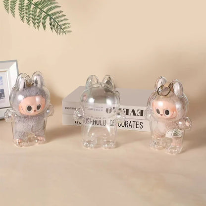 Labubu Transparent Protective Storage Case Plush Dolls Display Bag Portable Clear Organizer Box Thickened Dolls Bag