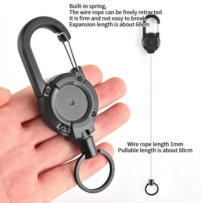 Anti-theft Metal Easy-to-pull Buckle Rope Elastic Keychain Sporty Retractable Key Ring Anti Lost Yoyo Ski Pass ID Card