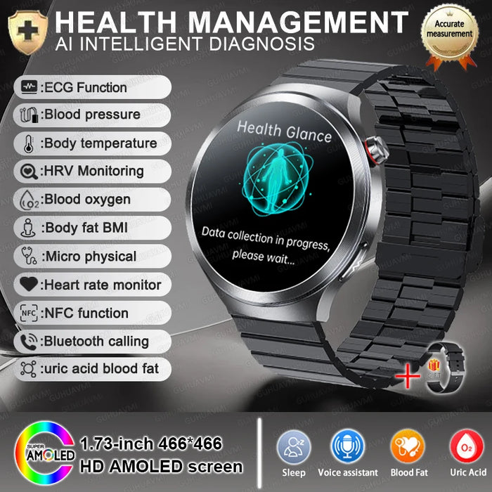 2025 New Micro Physical Examination ECG SmartWatch Blood Pressure Emotional Detection Fatigue Monitoring Smartwatch