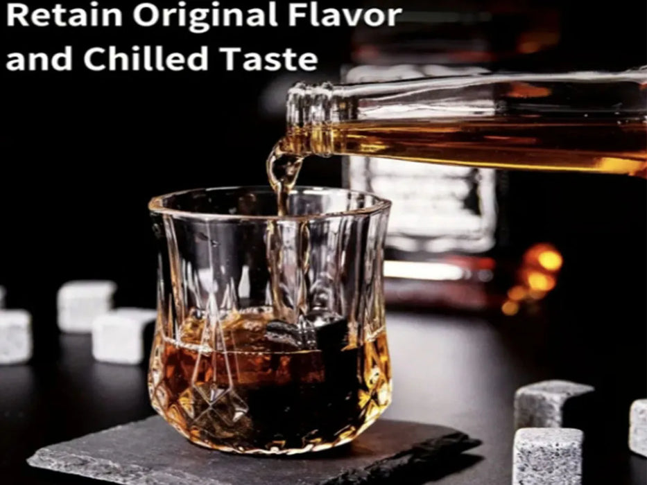 Christmas Valentine's Gift Whiskey Stones Glasses Set Granite Ice Cube For Whisky in Wooden Bottle Box Present For Dad Husband