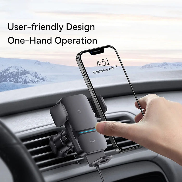 Baseus Car Phone Holder Infrared 15W QI Wireless Phone Charger for iPhone Xiaomi Samsung Car Mount Fast Charging Easy Control