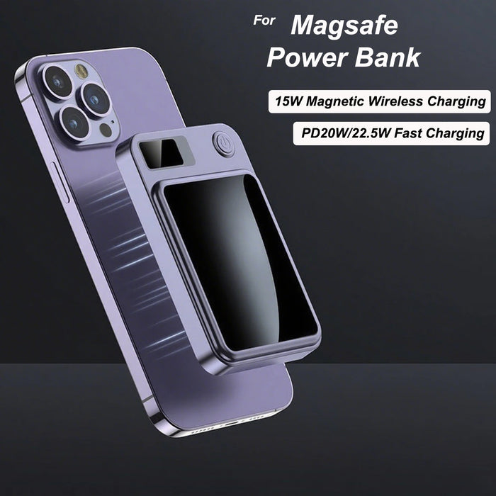 20000mAh Magnetic Wireless Charger Power Bank Magnetic Ring for iPhone 16 15 Samsung Huawei Xiaomi 22.5W Fast Charging Powerbank