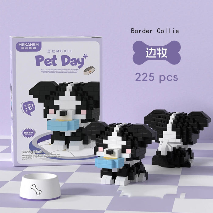Border collie micro block figure, 225 pieces, with box art