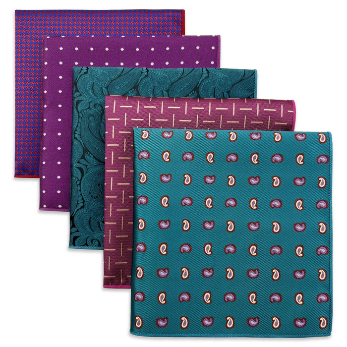 5 Pieces Mens Pocket Squares Wedding Handkerchiefs Set Fashion Formal Bundle Luxury Unique