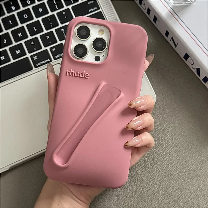 Autumn Edition New Rhode DIY Lipstick Lip Holder Soft Silicone Case for IPhone 16 15 14 13 12 11 Pro Max Plus Phone Stand Cover