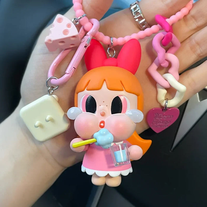 Crybaby Power-puff Girls Cartoon Car Key Pendant Bag Keychain Doll Kawaii Backpack Decoration Doll