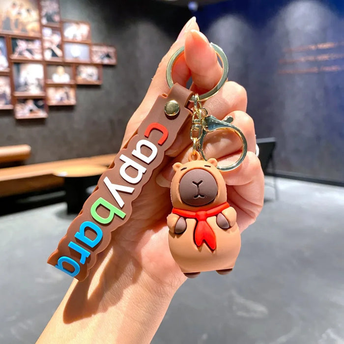 Cute Capybara Animal Keychains For Creative Car Keychain Cartoon Capibala Pendant Women Doll Keyring Charm Holiday Gifts Jewelry