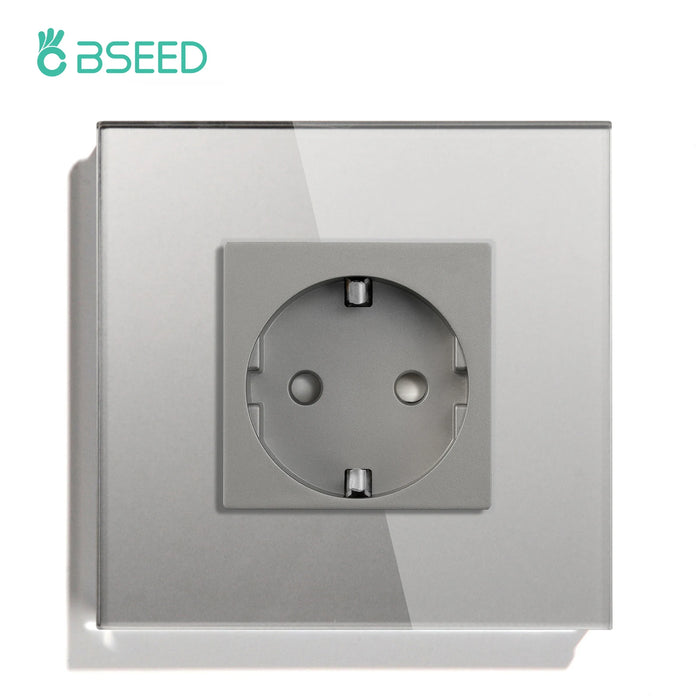 Bseed EU Standard 1/2/3Gang Light Touch Switches Home Wall Switches Gray Glass Sensor Switches Type-c USB Power Charge Sockets