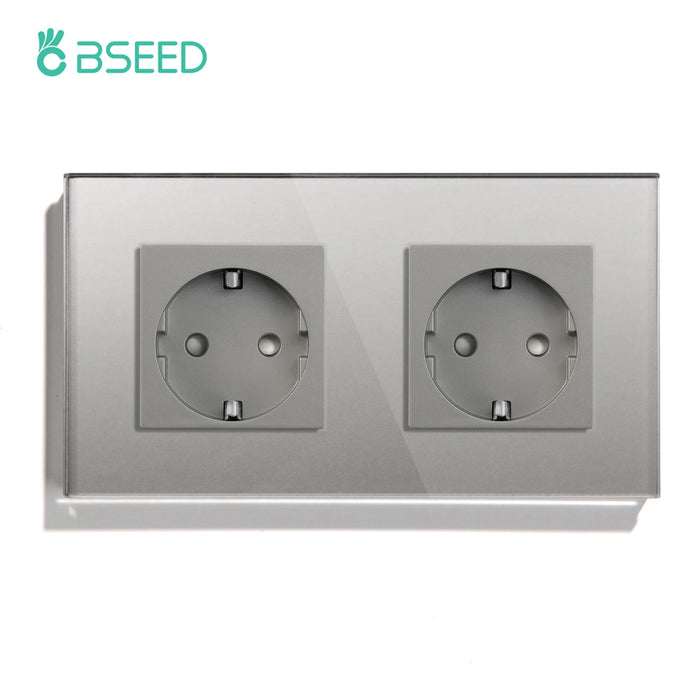 Bseed EU Standard 1/2/3Gang Light Touch Switches Home Wall Switches Gray Glass Sensor Switches Type-c USB Power Charge Sockets