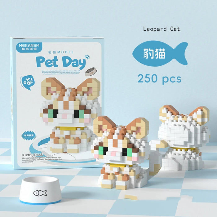Leopard cat micro block figure, 250 pieces, with box art