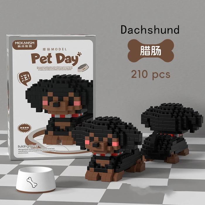 Dachshund micro block figure, 210 pieces, with box art