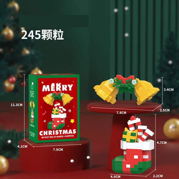 Bells and stocking micro block set, 245 pieces, with box