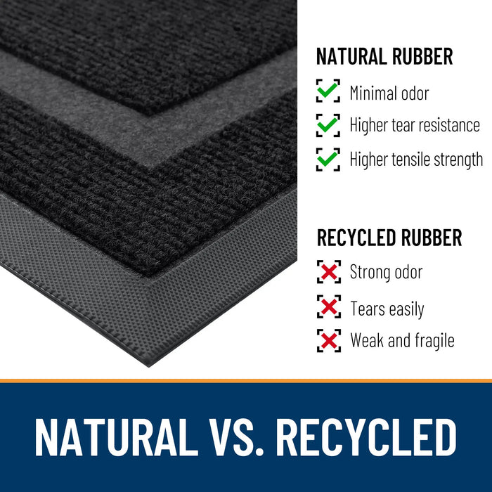 Front Door Mat Indoor Outdoor Entrance Waterproof Sturdy Natural Rubber Fade Resistant Easy Clean Patio Porch Door Mat