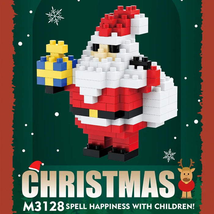 Santa with gift micro block figure