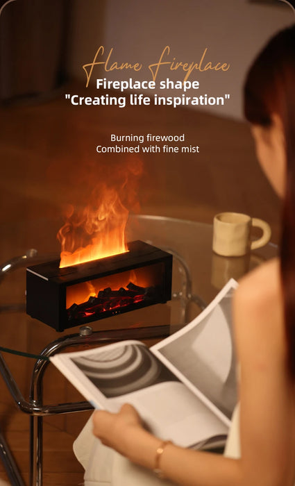 Creative Fireplace Air Humidifier Waterless Auto-Off Aroma Essential Oil Diffuser with LED Light & Remote Control for Home Gift