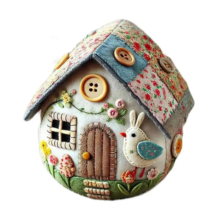 Patchwork Egg House Kit Easter Decor Basket Filler DIY Patchwork Felt Egg House Craft Kit Embroidered Felt Easter Egg Package