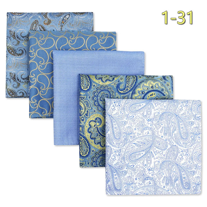 5 Pieces Mens Pocket Squares Wedding Handkerchiefs Set Fashion Formal Bundle Luxury Unique