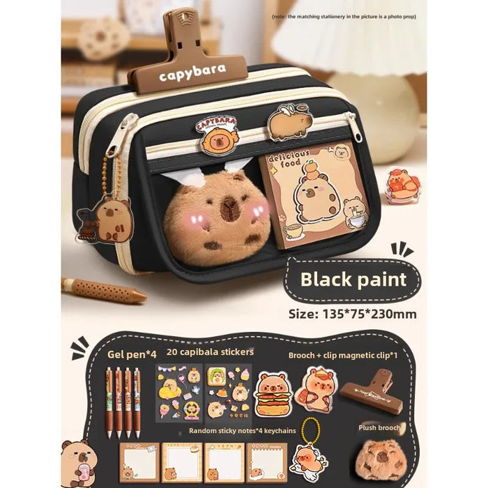 Capybara 9-layer large capacity pencil case, large capacity pencil case flip cover stationery pencil case stationery storage bag
