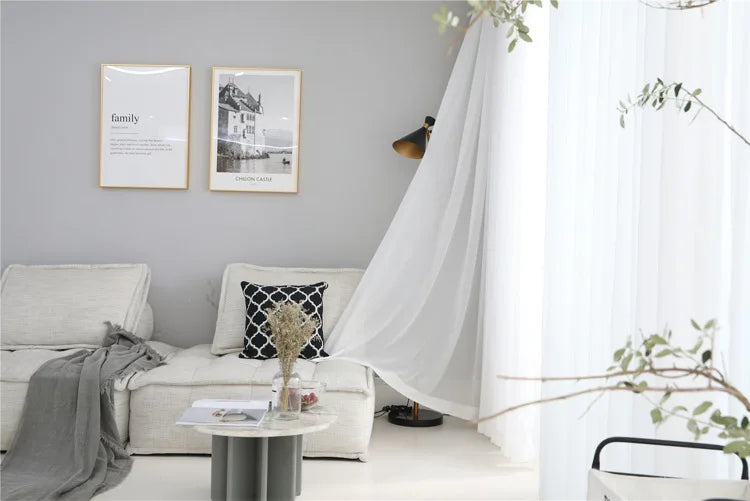 1Pc  Super Soft Chiffon White Tulle Sheer Curtains for Living Room Lining Bedroom Window Decor
