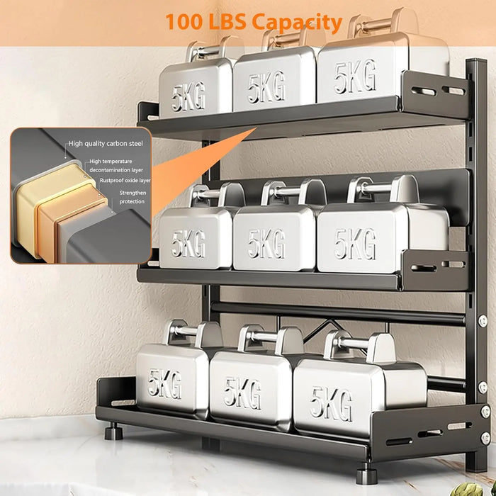 3 Tier Spice Storage Rack for Countertop Adjustable Spice Organization for Cabinet Kitchen Organizer Metal Shelf Black