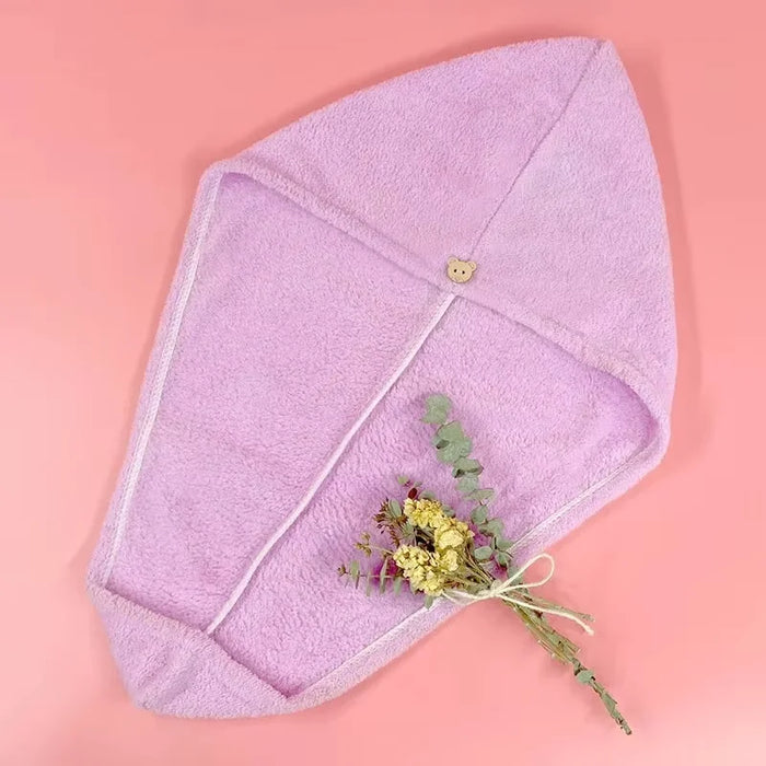 Purple coral fleece hair towel wrap