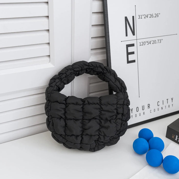 Black mini quilted puffer tote