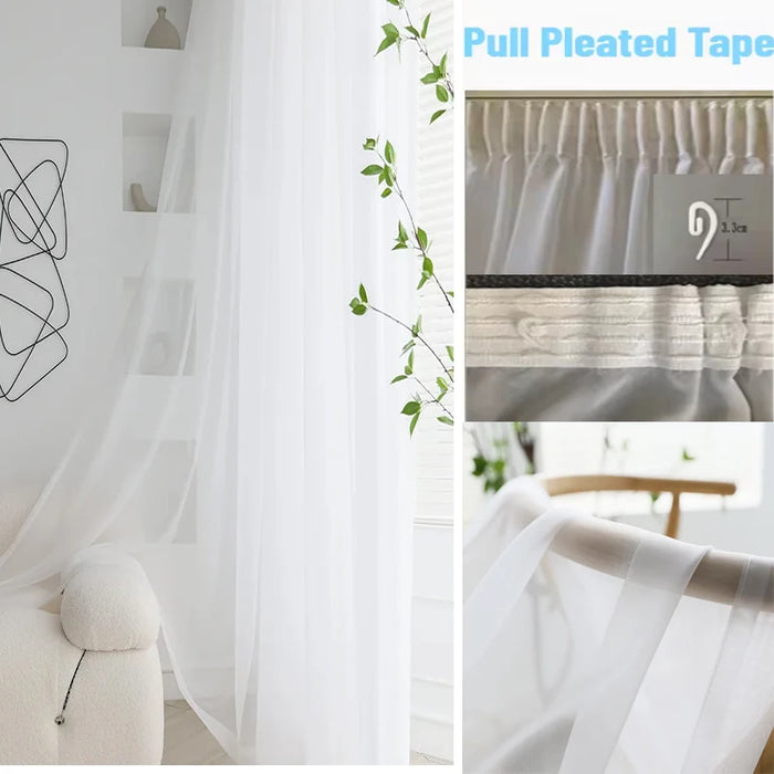 Modern Simple White Tulle Window Trillon Sheer Curtains for Living Room Bedroom Dining Transparent Decor Wedding 창문커텐 Door HOTEL