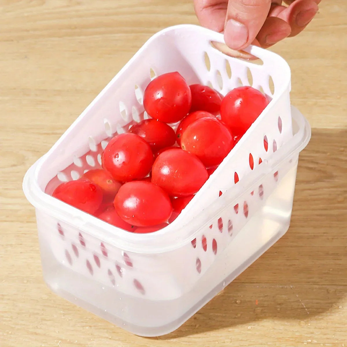 1/2/3pcs Refrigerator Storage Box Fridge Organizer Fresh Vegetable Fruit Drain Basket Storage Container Pantry Kitchen Organizer