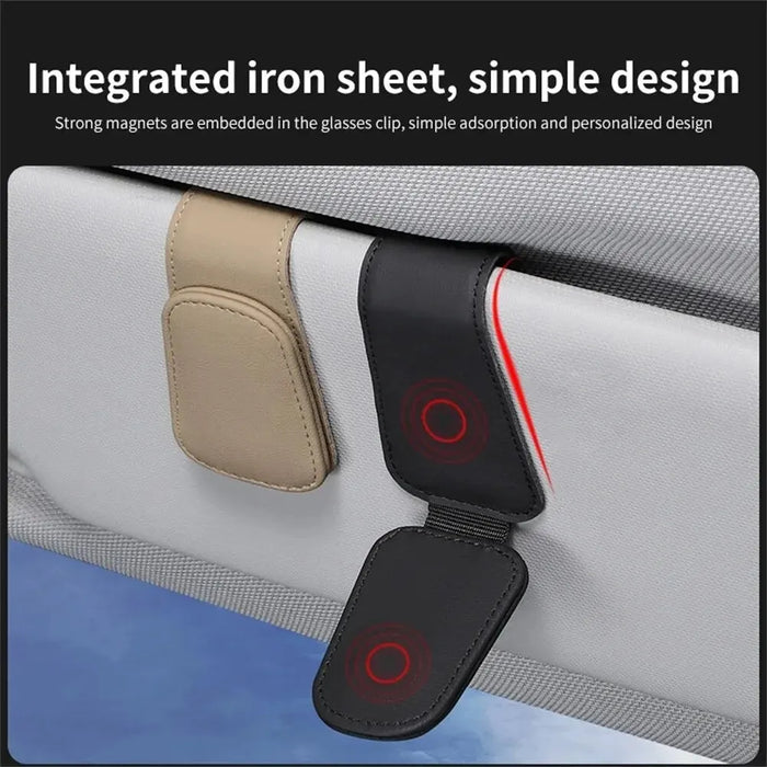 Beige and black visor holders showing the built-in magnets