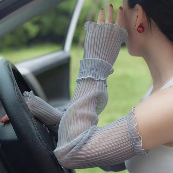 Chiffon Veil Arm Shade Shawl Scarf Women Summer Sun Protection Clothing Long Sleeves Wraps Anti-UV Jacket Swimsuit Cover Up