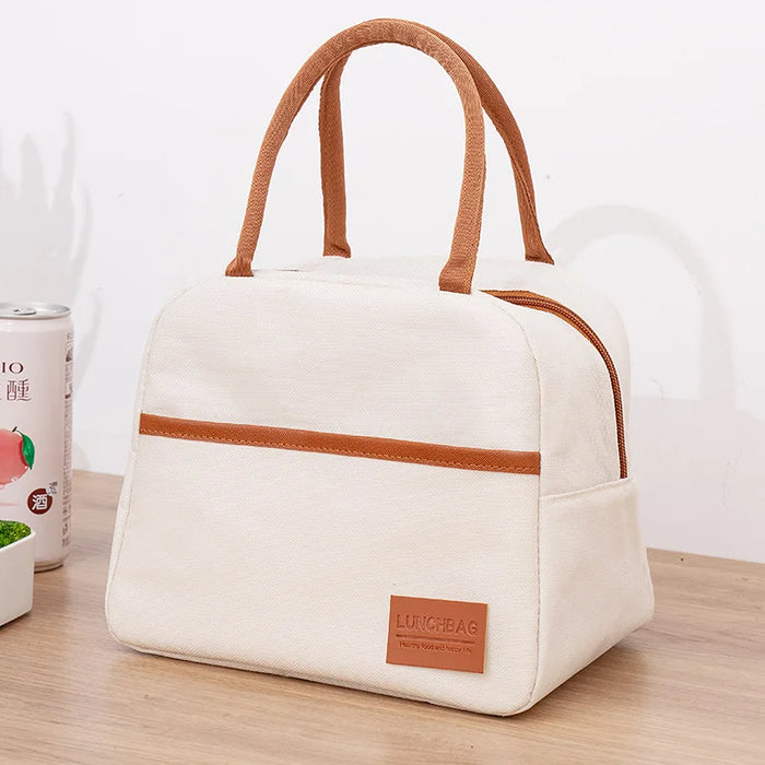 4 Shapes Insulated Thermal Large-capacity Beige Lunch Bags Girls Japanese Bento