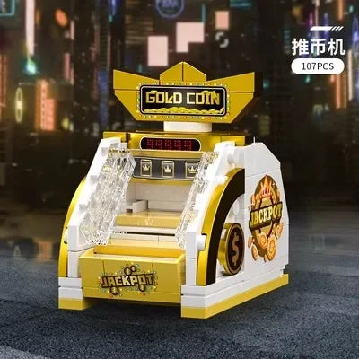 Coin pusher arcade machine building block model, 107 pieces