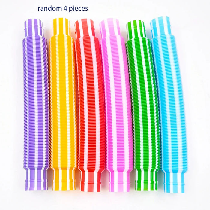 4 Pack Mini Tube Sensory Fidget Toy Colorful Heavy-Duty  for Construction Building Educational Toys for Stress Autism ADHD