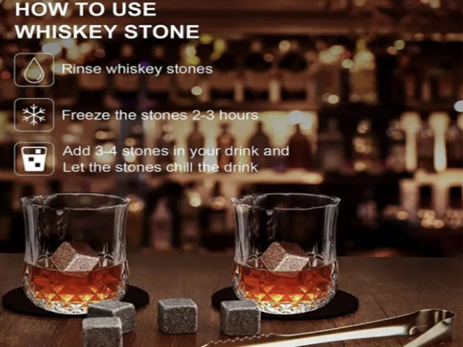 Christmas Valentine's Gift Whiskey Stones Glasses Set Granite Ice Cube For Whisky in Wooden Bottle Box Present For Dad Husband