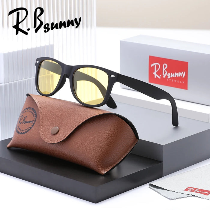RBsunny Classic Polarized Sunglasses Men Women Outdoor UV400 Retro Black Frame Glasses Male Fashion Anti Glare Driving Eyewear